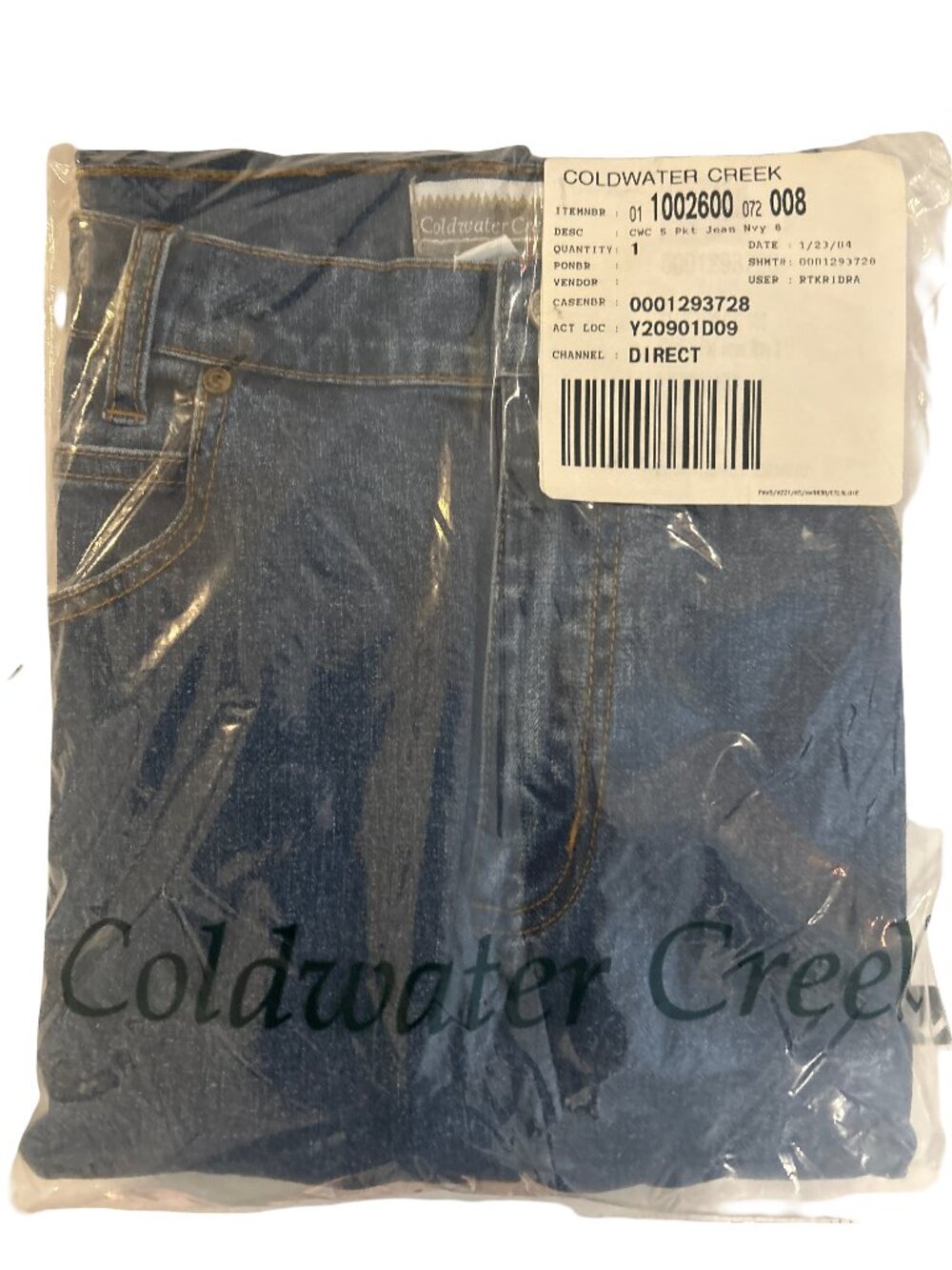 Rare Vintage Coldwater Creek SZ 8 Classic 5-Pocket Stretch Denim Jeans Navy NWT